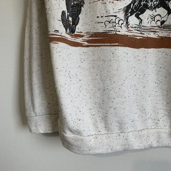 Ariat Old West Sweatshirt Egret Crossover Neck Long Sleeve Sz XL Southwestern - Picture 5 of 13